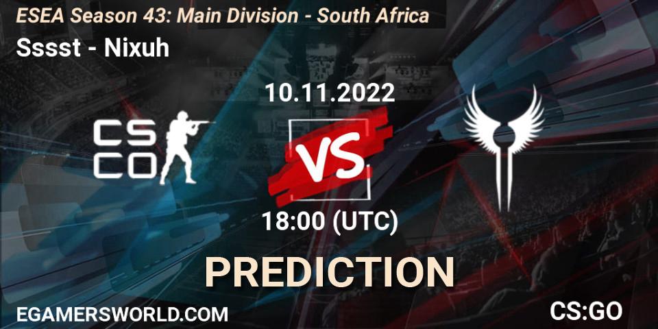 Prognoza Sssst - DNMK. 10.11.22, CS2 (CS:GO), ESEA Season 43: Main Division - South Africa
