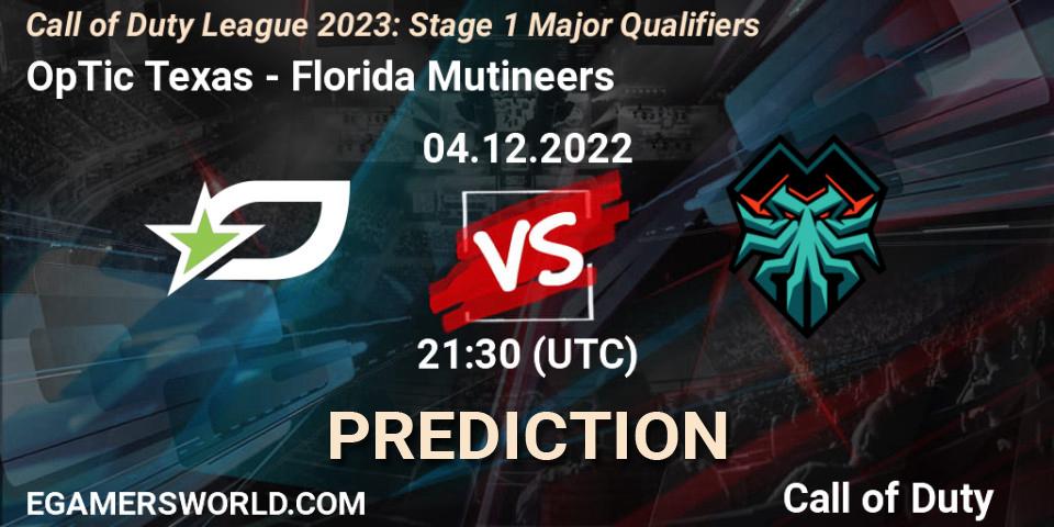 Prognoza OpTic Texas - Florida Mutineers. 04.12.2022 at 21:30, Call of Duty, Call of Duty League 2023: Stage 1 Major Qualifiers