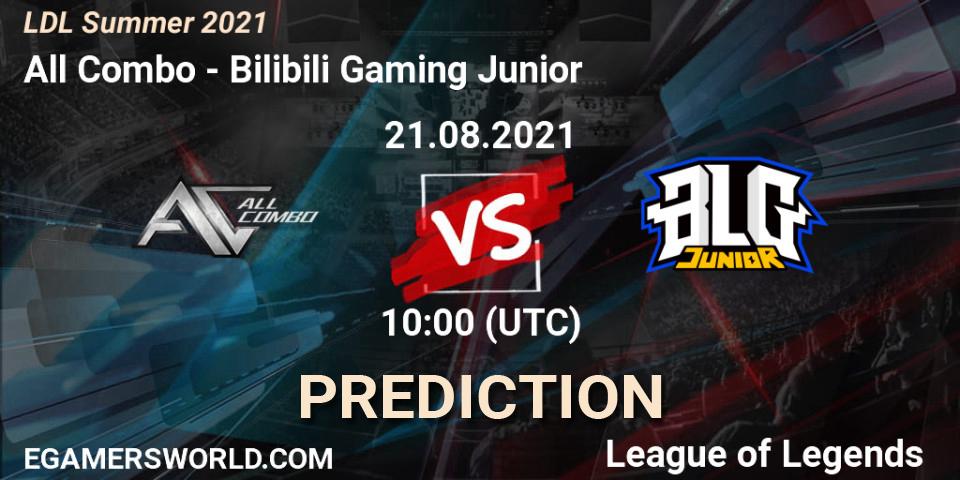 Prognoza All Combo - Bilibili Gaming Junior. 21.08.2021 at 10:20, LoL, LDL Summer 2021