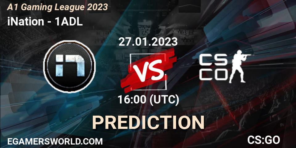 Prognoza iNation - 1ADL. 27.01.2023 at 16:00, Counter-Strike (CS2), A1 Gaming League 2023