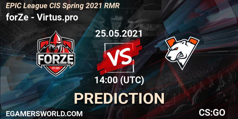 Prognoza forZe - Virtus.pro. 25.05.2021 at 14:00, Counter-Strike (CS2), EPIC League CIS Spring 2021 RMR