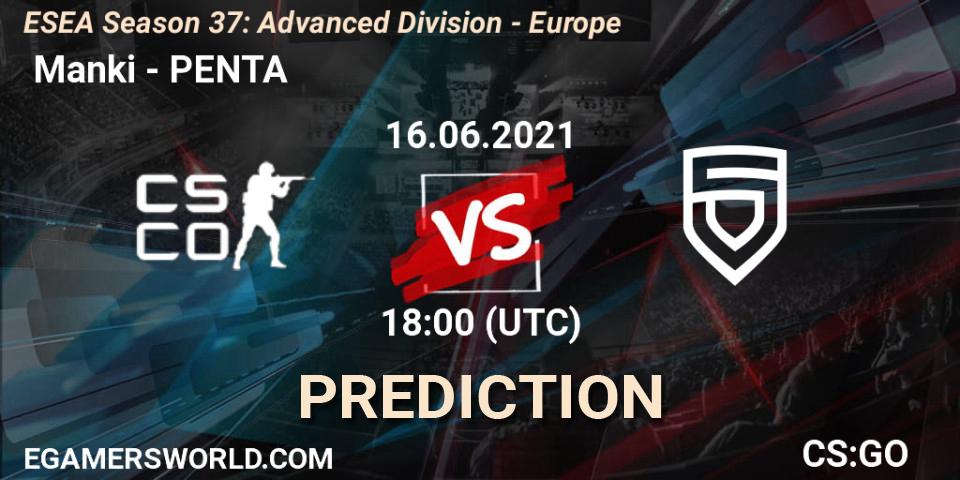 Prognoza Manki - PENTA. 16.06.21, CS2 (CS:GO), ESEA Season 37: Advanced Division - Europe