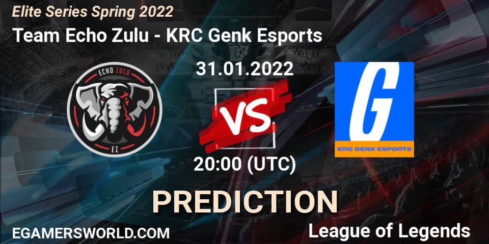 Prognoza Team Echo Zulu - KRC Genk Esports. 31.01.2022 at 20:00, LoL, Elite Series Spring 2022