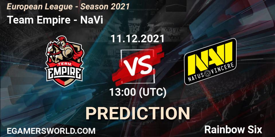 Prognoza Team Empire - NaVi. 11.12.21, Rainbow Six, European League - Season 2021