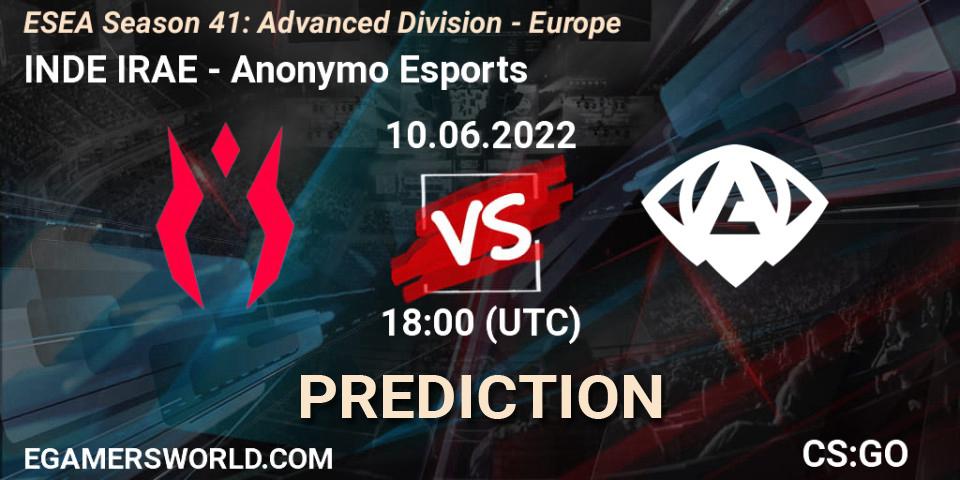Prognoza INDE IRAE - Anonymo Esports. 10.06.2022 at 18:00, Counter-Strike (CS2), ESEA Season 41: Advanced Division - Europe
