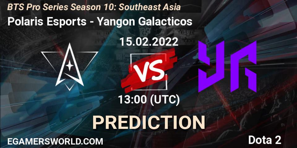 Prognoza Polaris Esports - Yangon Galacticos. 15.02.2022 at 13:16, Dota 2, BTS Pro Series Season 10: Southeast Asia