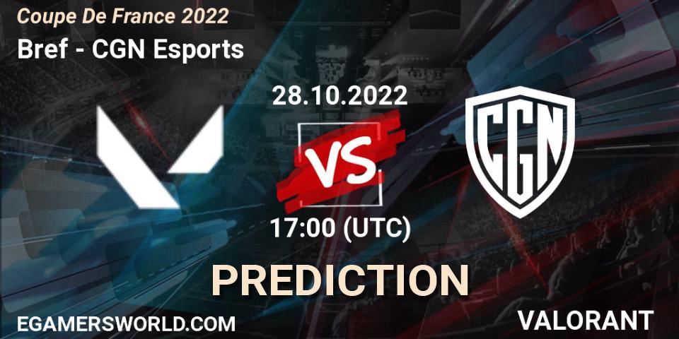 Prognoza Bref - CGN Esports. 28.10.22, VALORANT, Coupe De France 2022
