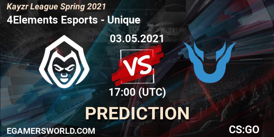 Prognoza 4Elements Esports - Unique. 03.05.2021 at 17:00, Counter-Strike (CS2), Kayzr League Spring 2021