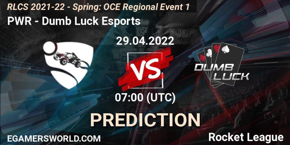 Prognoza PWR - Dumb Luck Esports. 29.04.2022 at 07:00, Rocket League, RLCS 2021-22 - Spring: OCE Regional Event 1