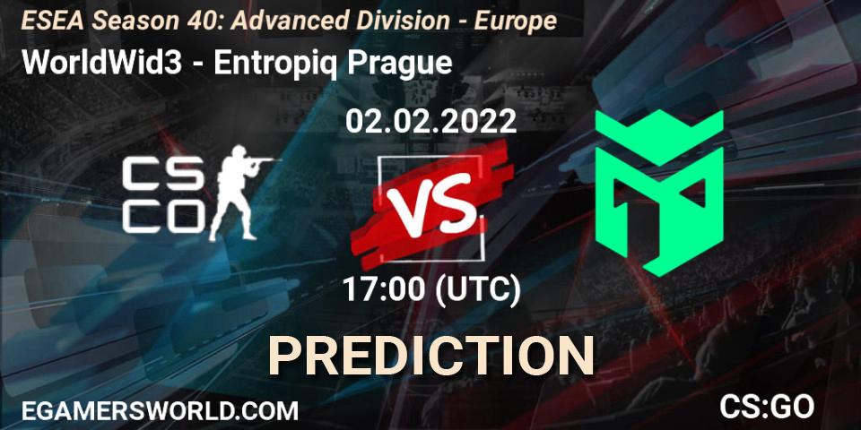 Prognoza WorldWid3 - Entropiq Prague. 02.02.2022 at 17:00, Counter-Strike (CS2), ESEA Season 40: Advanced Division - Europe