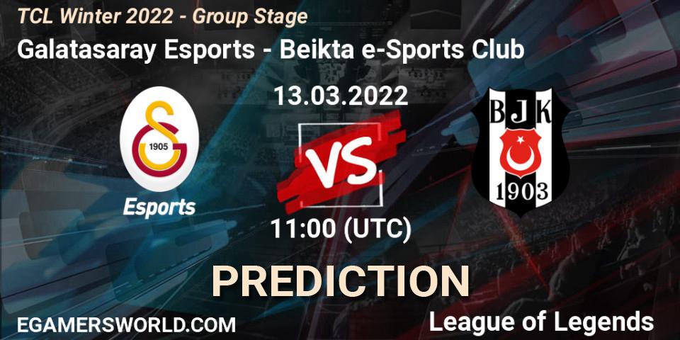 Prognoza Galatasaray Esports - Beşiktaş e-Sports Club. 13.03.2022 at 11:00, LoL, TCL Winter 2022 - Group Stage