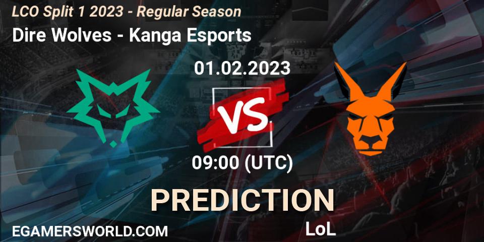 Prognoza Dire Wolves - Kanga Esports. 01.02.23, LoL, LCO Split 1 2023 - Regular Season