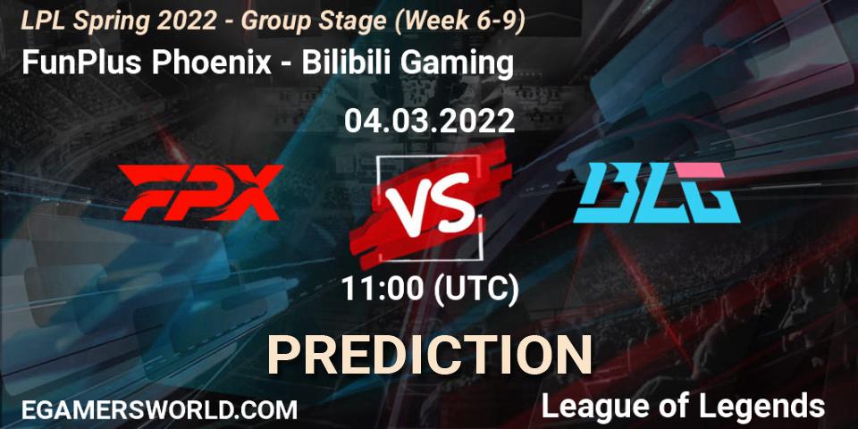Prognoza FunPlus Phoenix - Bilibili Gaming. 04.03.2022 at 12:30, LoL, LPL Spring 2022 - Group Stage (Week 6-9)