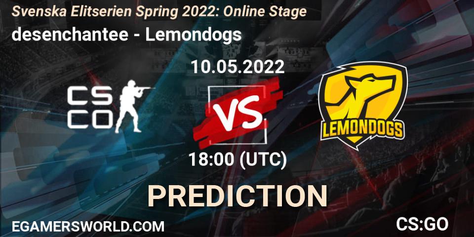 Prognoza desenchantee - Lemondogs. 10.05.2022 at 18:00, Counter-Strike (CS2), Svenska Elitserien Spring 2022: Online Stage