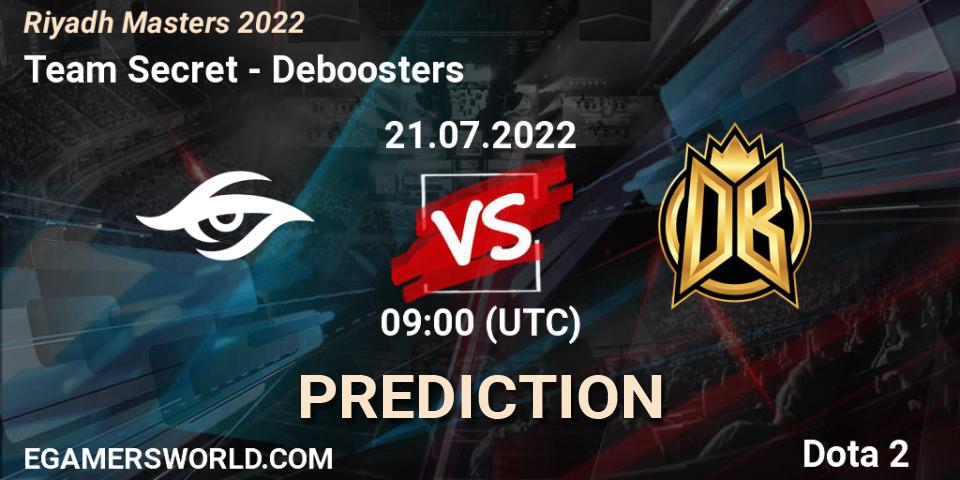 Prognoza Team Secret - Deboosters. 21.07.2022 at 09:02, Dota 2, Riyadh Masters 2022