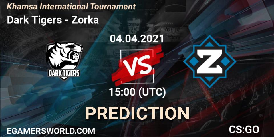 Prognoza Dark Tigers - Zorka. 04.04.2021 at 15:00, Counter-Strike (CS2), Khamsa International Tournament