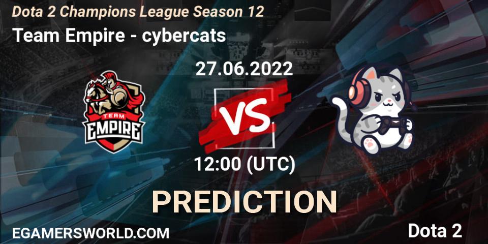 Prognoza Team Empire - cybercats. 27.06.22, Dota 2, Dota 2 Champions League Season 12