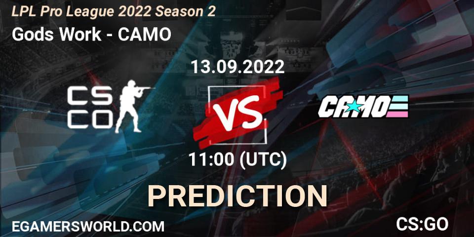 Prognoza Gods Work - CAMO. 20.09.2022 at 10:30, Counter-Strike (CS2), LPL Pro League 2022 Season 2