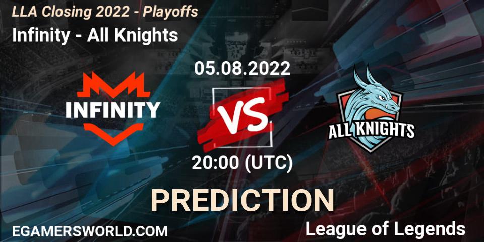Prognoza Infinity - All Knights. 05.08.2022 at 20:00, LoL, LLA Closing 2022 - Playoffs