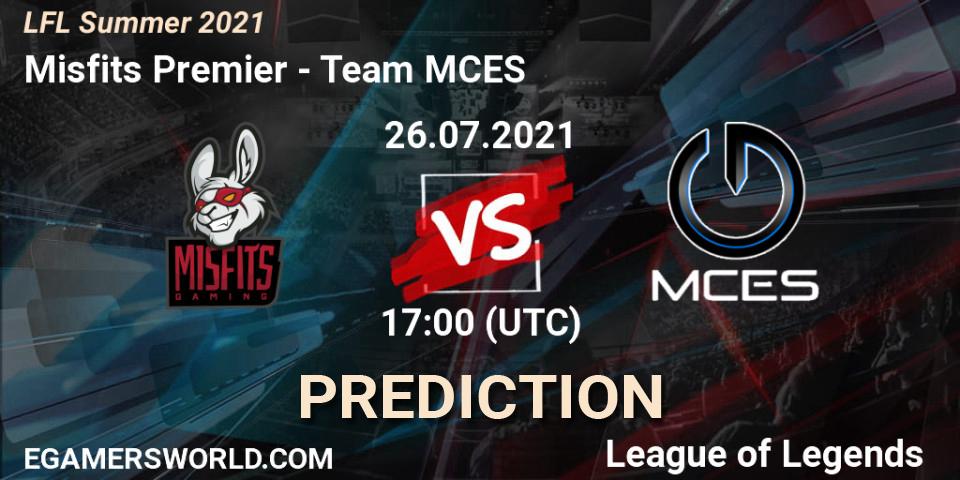 Prognoza Misfits Premier - Team MCES. 26.07.2021 at 17:00, LoL, LFL Summer 2021