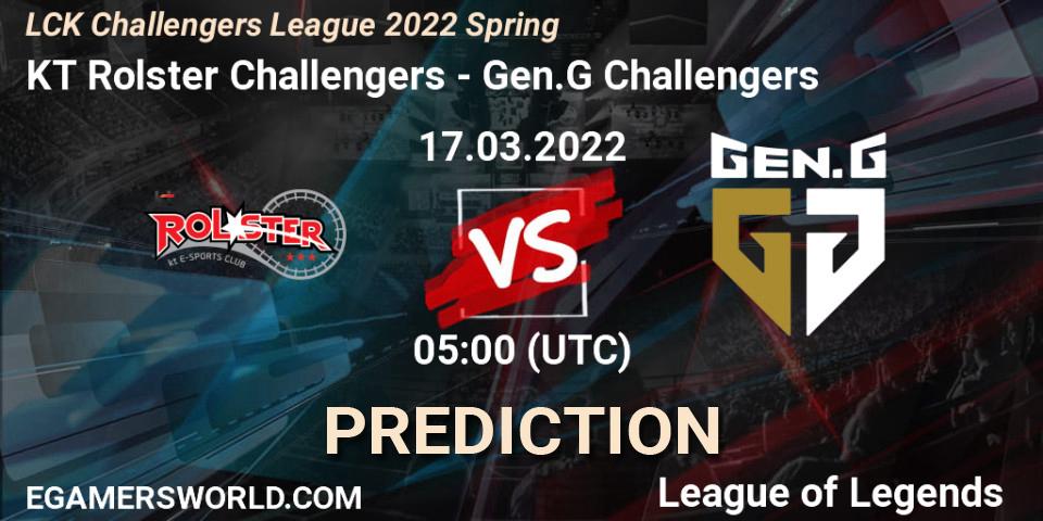 Prognoza KT Rolster Challengers - Gen.G Challengers. 17.03.2022 at 05:00, LoL, LCK Challengers League 2022 Spring