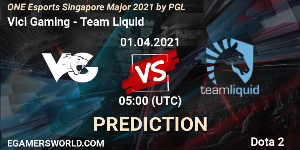 Prognoza Vici Gaming - Team Liquid. 01.04.2021 at 05:28, Dota 2, ONE Esports Singapore Major 2021