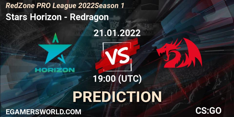Prognoza Stars Horizon - Redragon. 21.01.2022 at 22:30, Counter-Strike (CS2), RedZone PRO League 2022 Season 1