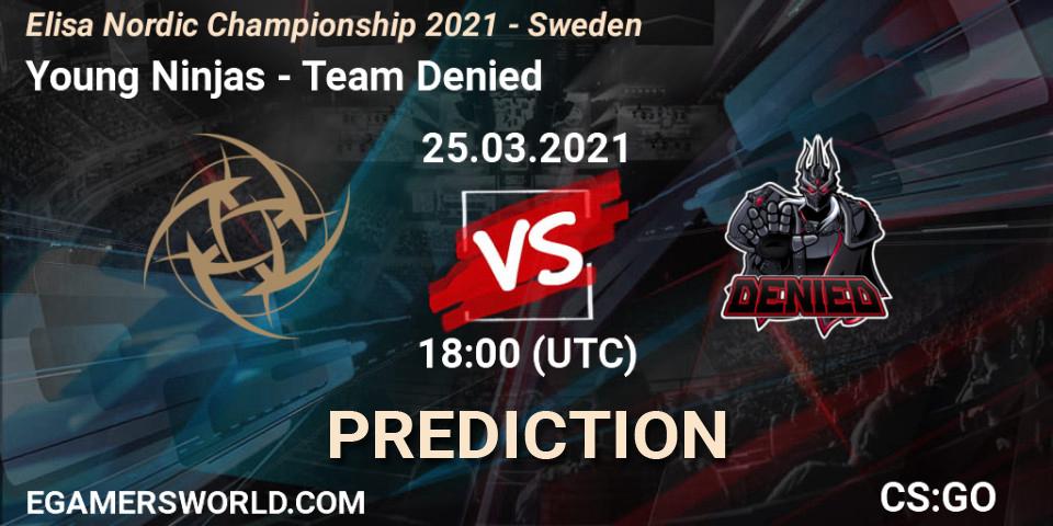 Prognoza Young Ninjas - Team Denied. 25.03.2021 at 18:20, Counter-Strike (CS2), Elisa Nordic Championship 2021 - Sweden