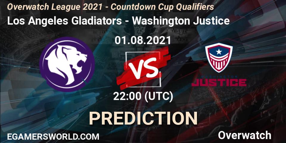 Prognoza Los Angeles Gladiators - Washington Justice. 01.08.2021 at 22:00, Overwatch, Overwatch League 2021 - Countdown Cup Qualifiers