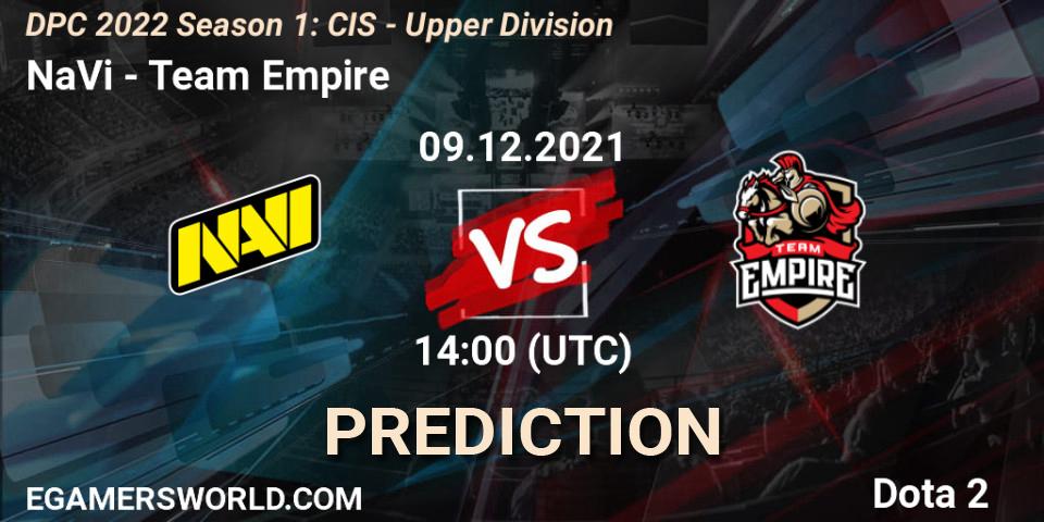 Prognoza NaVi - Team Empire. 09.12.21, Dota 2, DPC 2022 Season 1: CIS - Upper Division
