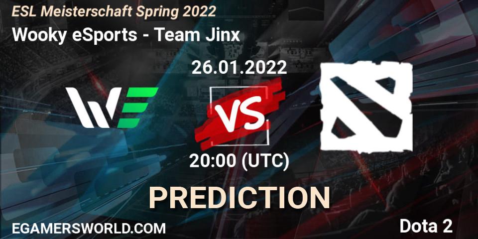 Prognoza Wooky eSports - Team Jinx. 26.01.2022 at 20:00, Dota 2, ESL Meisterschaft Spring 2022