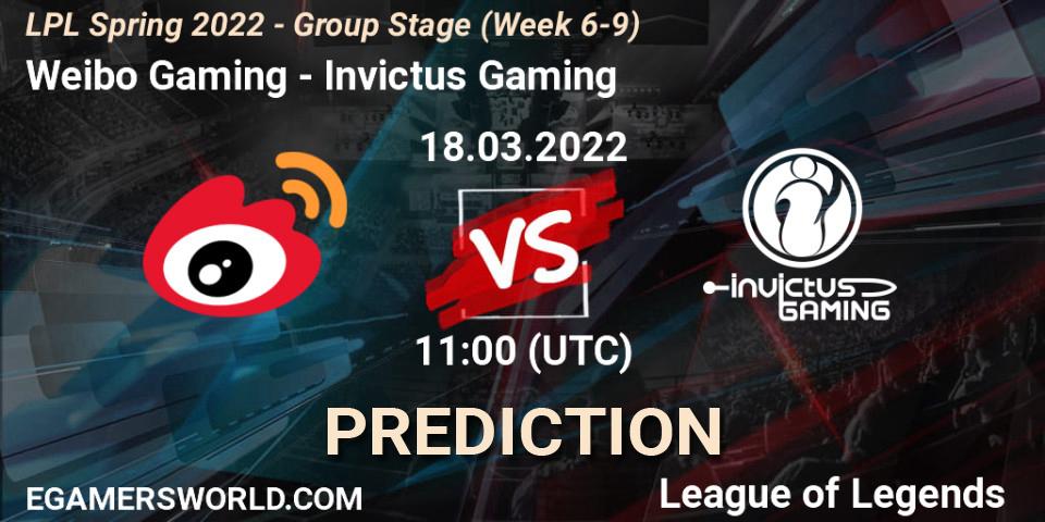 Prognoza Weibo Gaming - Invictus Gaming. 18.03.2022 at 11:00, LoL, LPL Spring 2022 - Group Stage (Week 6-9)