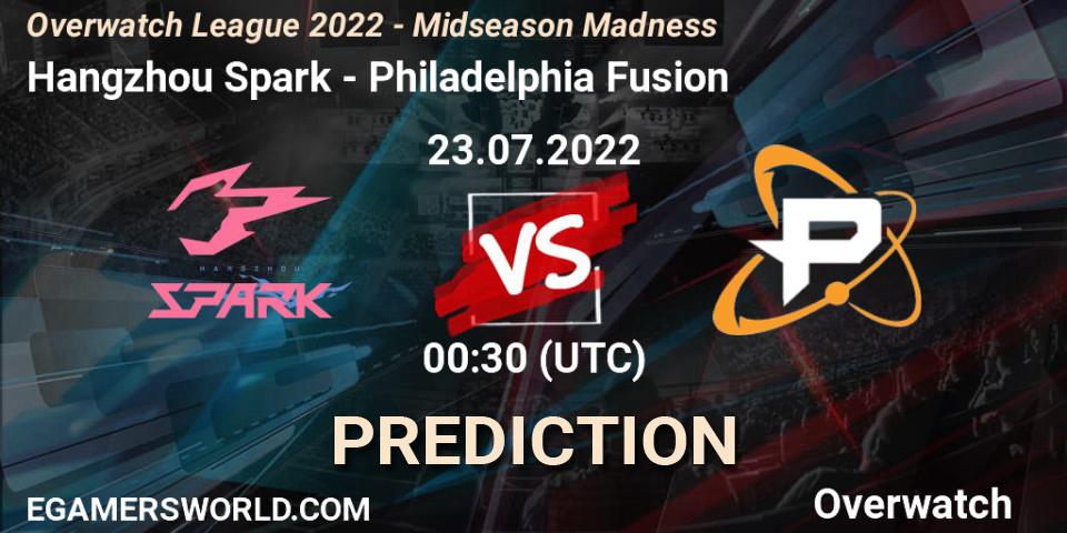 Prognoza Hangzhou Spark - Philadelphia Fusion. 23.07.2022 at 00:30, Overwatch, Overwatch League 2022 - Midseason Madness