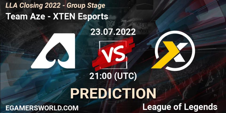 Prognoza Team Aze - XTEN Esports. 23.07.22, LoL, LLA Closing 2022 - Group Stage