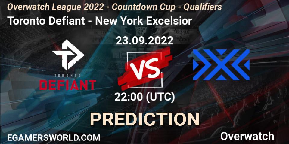 Prognoza Toronto Defiant - New York Excelsior. 23.09.2022 at 22:00, Overwatch, Overwatch League 2022 - Countdown Cup - Qualifiers