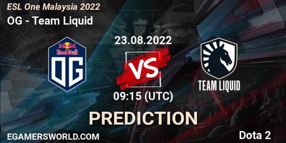 Prognoza OG - Team Liquid. 23.08.2022 at 09:15, Dota 2, ESL One Malaysia 2022