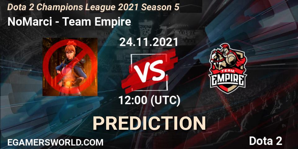 Prognoza NoMarci - Team Empire. 24.11.2021 at 09:01, Dota 2, Dota 2 Champions League 2021 Season 5
