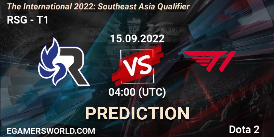 Prognoza RSG - T1. 15.09.2022 at 04:04, Dota 2, The International 2022: Southeast Asia Qualifier