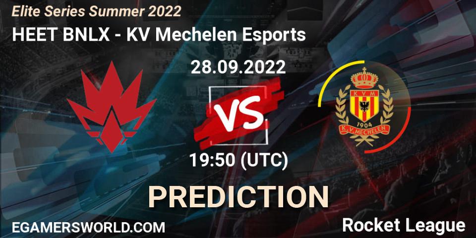 Prognoza HEET BNLX - KV Mechelen Esports. 28.09.2022 at 19:50, Rocket League, Elite Series Summer 2022