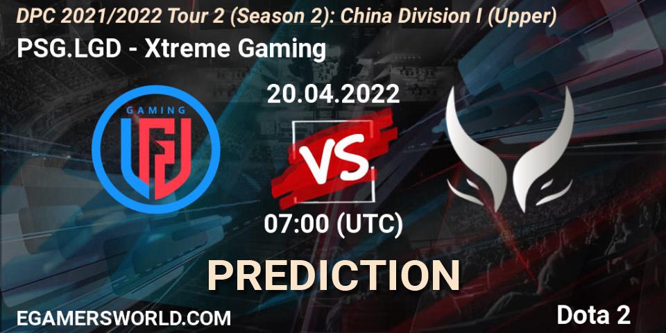 Prognoza PSG.LGD - Xtreme Gaming. 20.04.2022 at 07:03, Dota 2, DPC 2021/2022 Tour 2 (Season 2): China Division I (Upper)