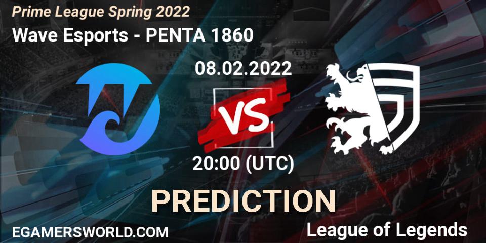 Prognoza Wave Esports - PENTA 1860. 08.02.2022 at 21:00, LoL, Prime League Spring 2022