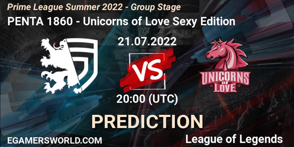 Prognoza PENTA 1860 - Unicorns of Love Sexy Edition. 21.07.2022 at 20:00, LoL, Prime League Summer 2022 - Group Stage