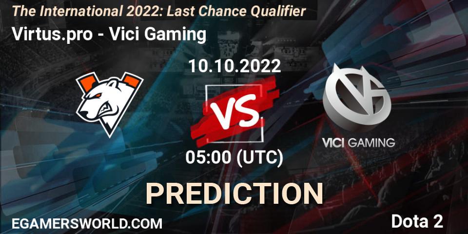 Prognoza Virtus.pro - Vici Gaming. 10.10.2022 at 05:31, Dota 2, The International 2022: Last Chance Qualifier