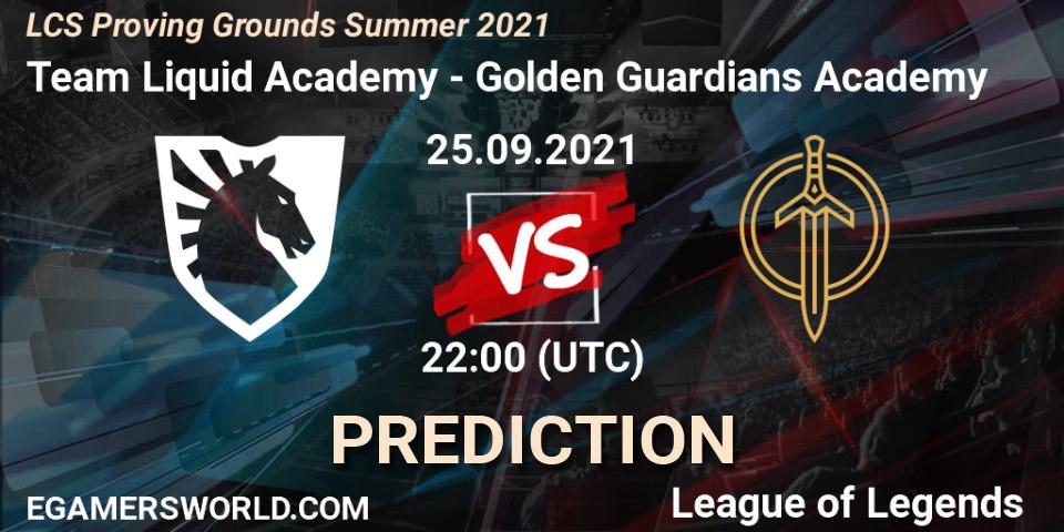 Prognoza Team Liquid Academy - Golden Guardians Academy. 25.09.2021 at 22:00, LoL, LCS Proving Grounds Summer 2021