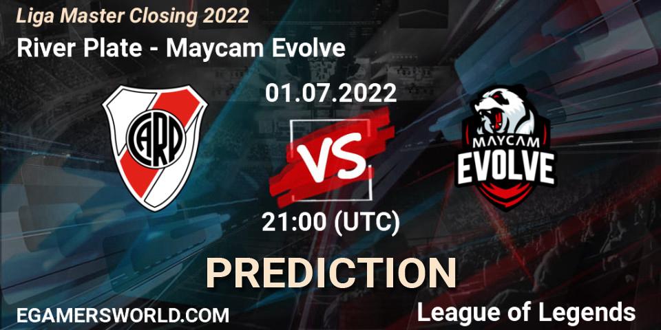 Prognoza River Plate - Maycam Evolve. 01.07.22, LoL, Liga Master Closing 2022