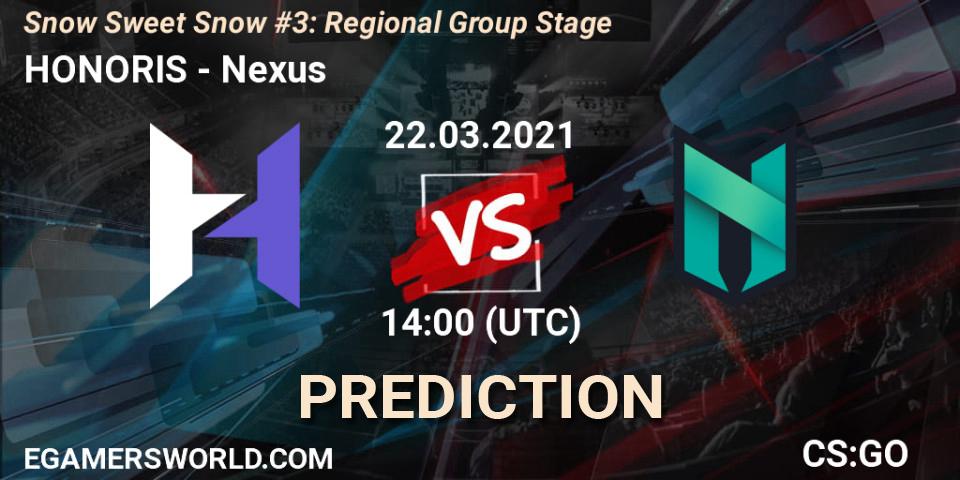 Prognoza HONORIS - Nexus. 22.03.2021 at 15:25, Counter-Strike (CS2), Snow Sweet Snow #3: Regional Group Stage