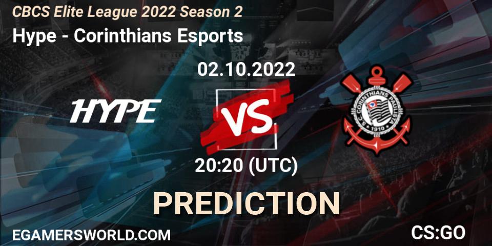 Prognoza Hype - Corinthians Esports. 02.10.2022 at 20:20, Counter-Strike (CS2), CBCS Elite League 2022 Season 2