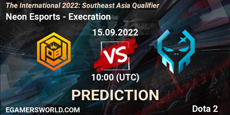 Prognoza Neon Esports - Execration. 15.09.2022 at 09:32, Dota 2, The International 2022: Southeast Asia Qualifier