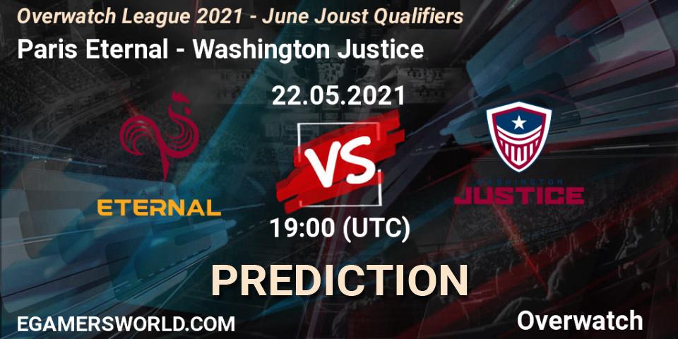 Prognoza Paris Eternal - Washington Justice. 22.05.2021 at 19:00, Overwatch, Overwatch League 2021 - June Joust Qualifiers
