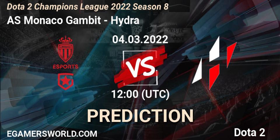 Prognoza AS Monaco Gambit - Hydra. 23.03.2022 at 12:00, Dota 2, Dota 2 Champions League 2022 Season 8